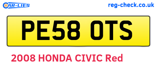 PE58OTS are the vehicle registration plates.
