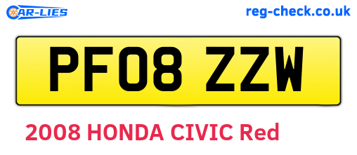 PF08ZZW are the vehicle registration plates.