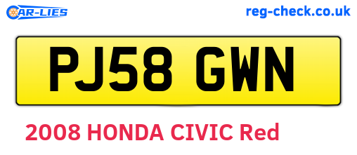 PJ58GWN are the vehicle registration plates.