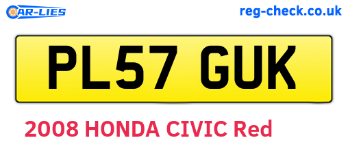 PL57GUK are the vehicle registration plates.
