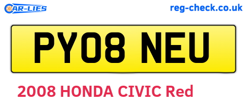 PY08NEU are the vehicle registration plates.