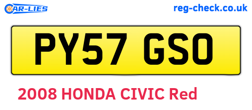 PY57GSO are the vehicle registration plates.