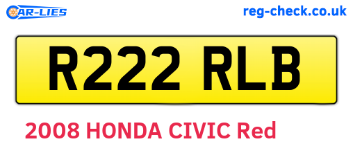 R222RLB are the vehicle registration plates.