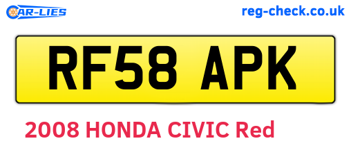 RF58APK are the vehicle registration plates.