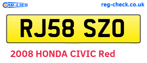 RJ58SZO are the vehicle registration plates.
