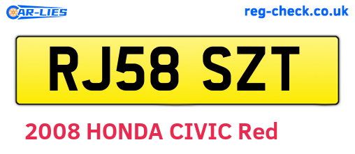 RJ58SZT are the vehicle registration plates.