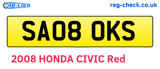 SA08OKS are the vehicle registration plates.