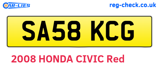 SA58KCG are the vehicle registration plates.