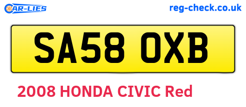 SA58OXB are the vehicle registration plates.