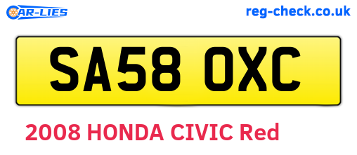 SA58OXC are the vehicle registration plates.