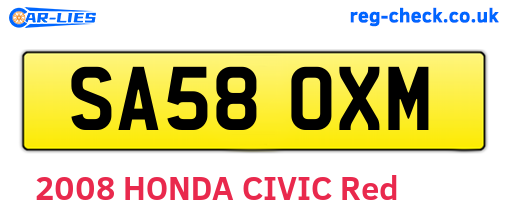 SA58OXM are the vehicle registration plates.