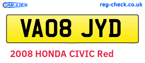 VA08JYD are the vehicle registration plates.