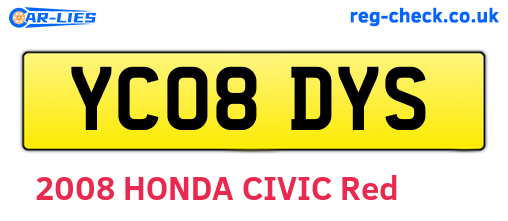 YC08DYS are the vehicle registration plates.