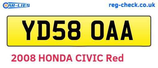 YD58OAA are the vehicle registration plates.