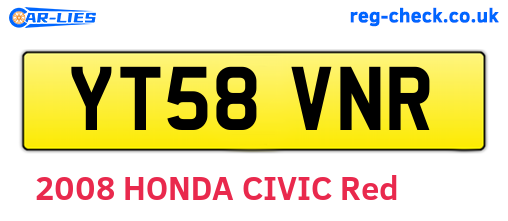 YT58VNR are the vehicle registration plates.