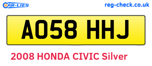AO58HHJ are the vehicle registration plates.