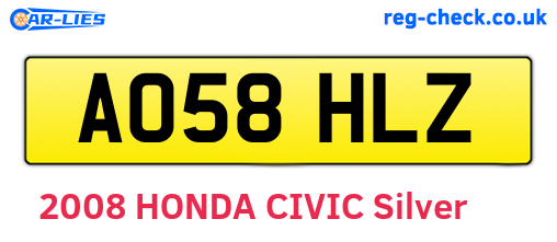 AO58HLZ are the vehicle registration plates.
