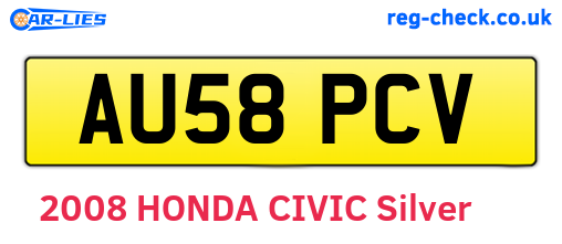 AU58PCV are the vehicle registration plates.