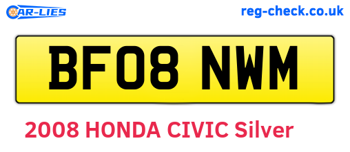 BF08NWM are the vehicle registration plates.