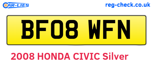 BF08WFN are the vehicle registration plates.