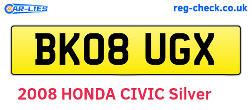 BK08UGX are the vehicle registration plates.