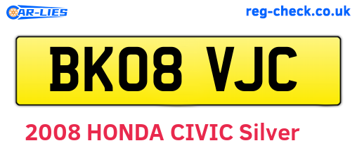 BK08VJC are the vehicle registration plates.