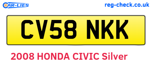 CV58NKK are the vehicle registration plates.