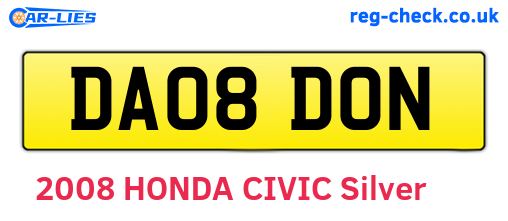 DA08DON are the vehicle registration plates.