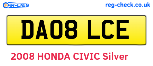 DA08LCE are the vehicle registration plates.