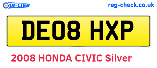 DE08HXP are the vehicle registration plates.