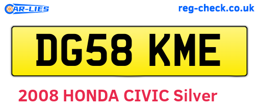 DG58KME are the vehicle registration plates.