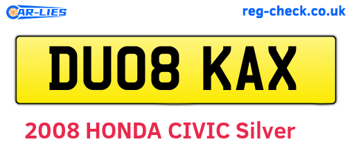 DU08KAX are the vehicle registration plates.