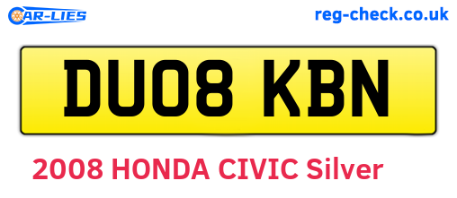 DU08KBN are the vehicle registration plates.