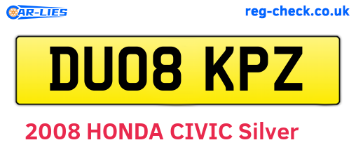 DU08KPZ are the vehicle registration plates.