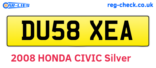 DU58XEA are the vehicle registration plates.
