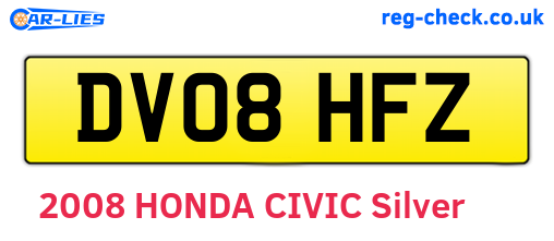 DV08HFZ are the vehicle registration plates.