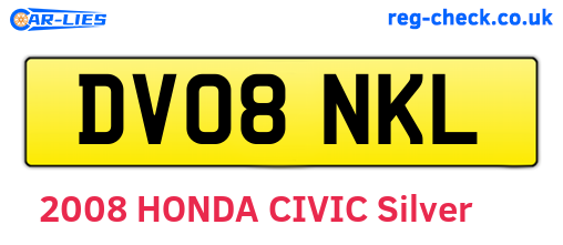 DV08NKL are the vehicle registration plates.