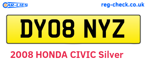 DY08NYZ are the vehicle registration plates.