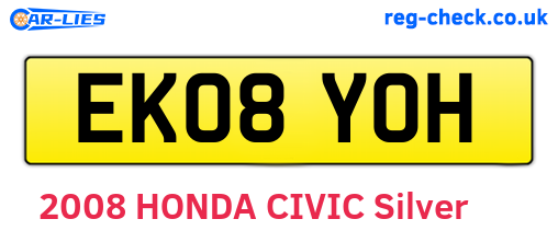 EK08YOH are the vehicle registration plates.