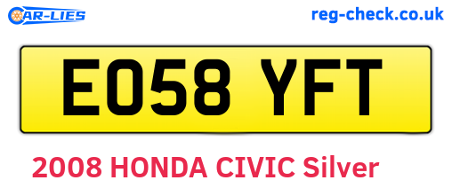 EO58YFT are the vehicle registration plates.