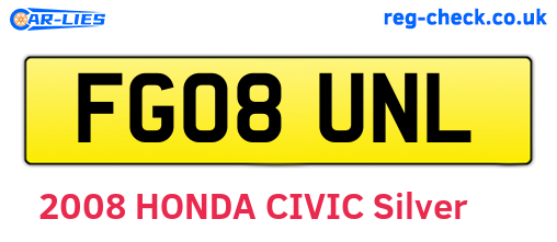 FG08UNL are the vehicle registration plates.