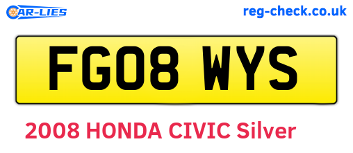 FG08WYS are the vehicle registration plates.