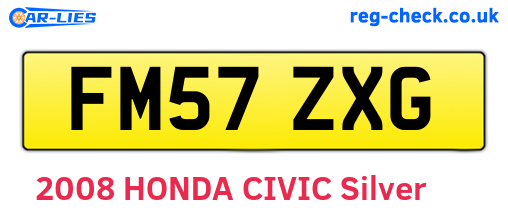 FM57ZXG are the vehicle registration plates.