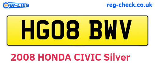 HG08BWV are the vehicle registration plates.