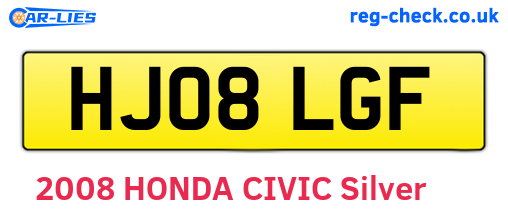 HJ08LGF are the vehicle registration plates.