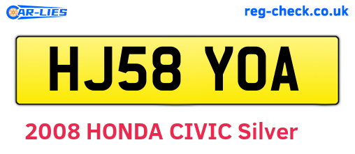 HJ58YOA are the vehicle registration plates.
