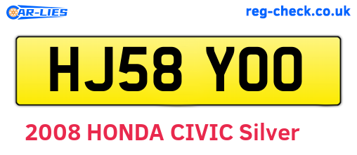 HJ58YOO are the vehicle registration plates.