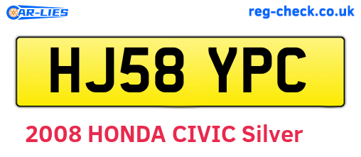 HJ58YPC are the vehicle registration plates.