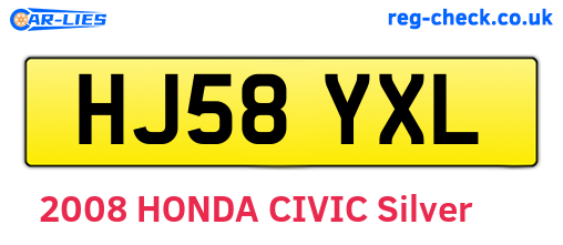 HJ58YXL are the vehicle registration plates.