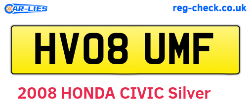 HV08UMF are the vehicle registration plates.